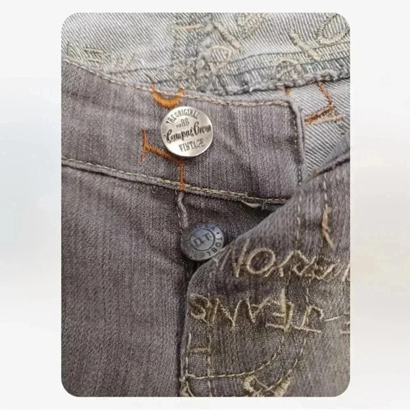 Daniela Tobler  Embroidered Flare Bootcut Grey Low Rise Designer Size 26 - Picture 4 of 11